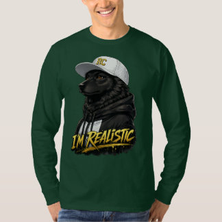 Black Anime Dog Streetwear Art | I'm Realistic T Shirt