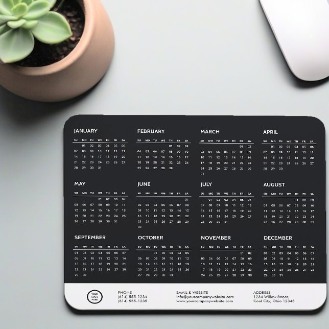 Black Anpassade 2024 Calendar Company Logotyp Swag Musmatta (Calendar Mousepad)