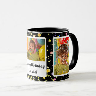Black Anpassade Foto ramar Birthday Confetti Mugg