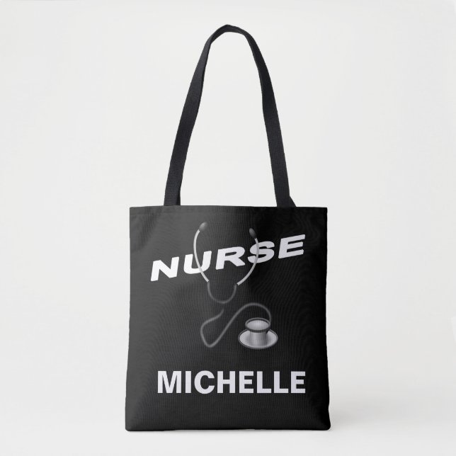 BLACK Anpassade Namn Nurse Tygkasse (Framsida)