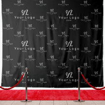 Black Anpassningsbar Business Logotyp BackDrop Tra