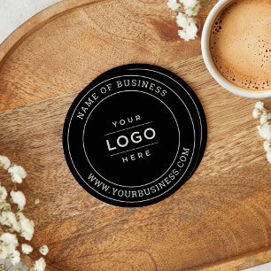 Black Anpassningsbar Business Logotyp Branded Underlägg Papper Rund