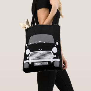 Black Anpassningsbar Classic UK Mini car Tote Bag Tygkasse