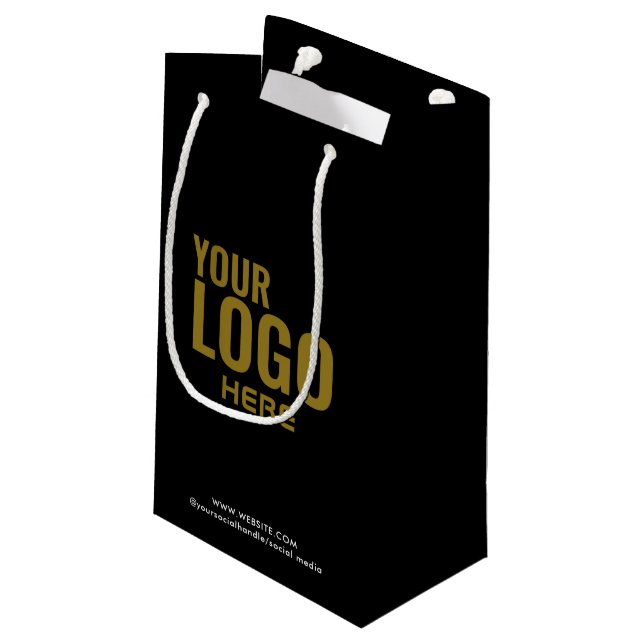 Black Anpassningsbar Gift Bag Business Company Log (Baksidan Vinklad)