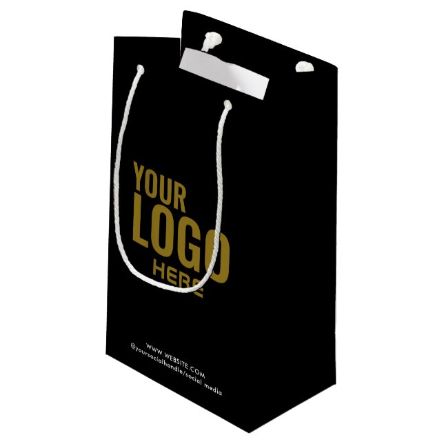 Black Anpassningsbar Gift Bag Business Company Log (Baksidan Vinklad)