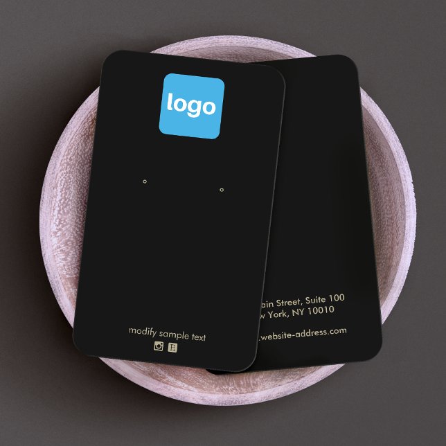 BLACK-Anpassningsbar Lägg till Logotyp Earring Visitkort (Skapare uppladdad)