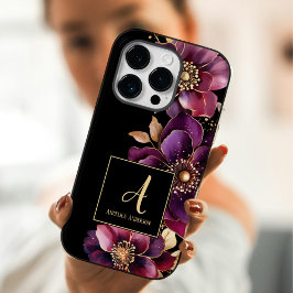 Black Anpassningsbar Monogram Lila Blommigt