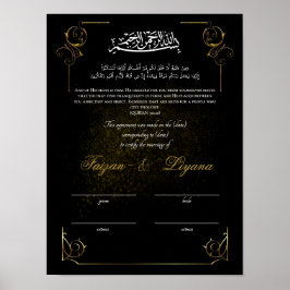 Black Anpassningsbar Nikkah Muslim Giftermål Certi Poster