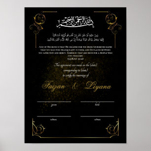 Black Anpassningsbar Nikkah Muslim Giftermål Certi Poster