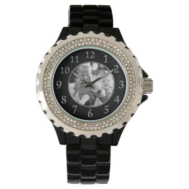 Black Ansikte Watches for Women DITT FOTO Armbandsur (Framsida)