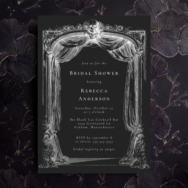 Black Antique Gothic Ornament Skull-Möhippa Inbjudningar (Skapare uppladdad)