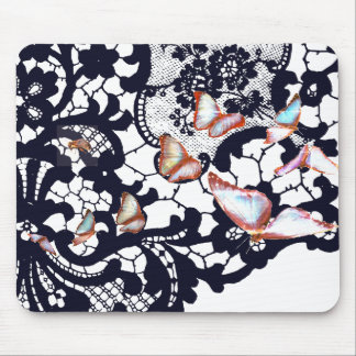 BLACK ANTIQUE SNÖRE MÖNSTER BUTTERFLY MOUSE PAD MUSMATTA
