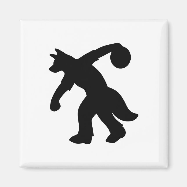 Black Antropomorphic Hund Bowling Magnet 0001 (Framsidan)