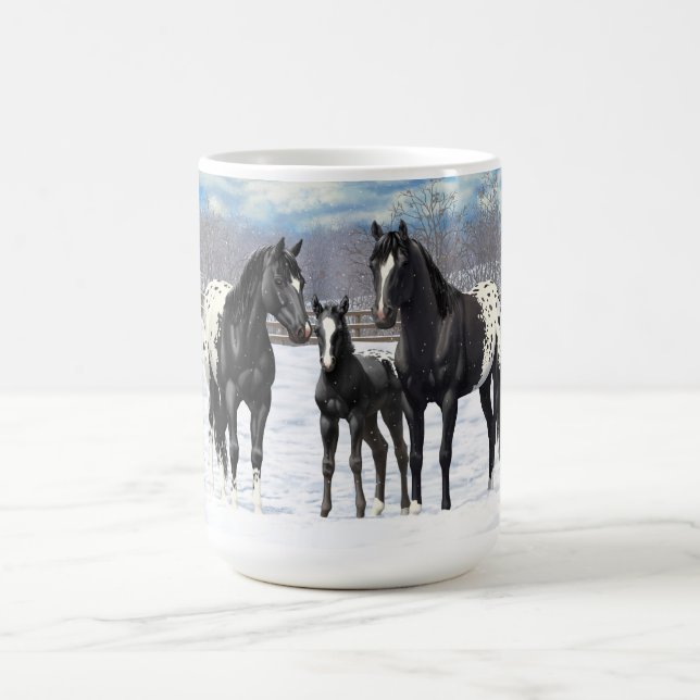 Black Appaloosa-hästar i Snö Kaffemugg (Center)