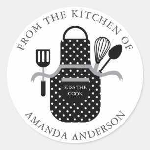 Black Apron Kiss Cook från köket Runt Klistermärke