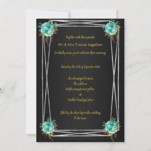 BLACK AQUA GULD ELEGANT BRÖLLOP INBJUDANDE INBJUDNINGAR