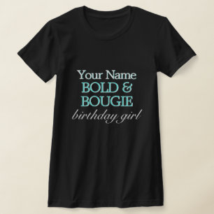 Black Aqua Tiffany Theme Bold Bougie Birthday Girl T Shirt