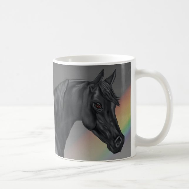 Black Arabian Horse Porträtt Kaffemugg (Höger)