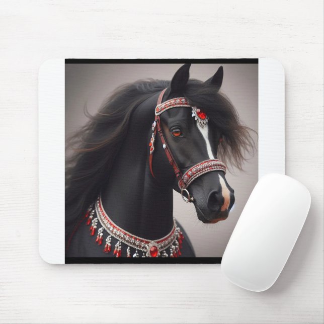 Black Arabian Show Horse Musmatta (Med mus)