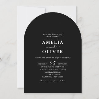 Black Arch All-in-One Minimal Elegant Wedding Inbjudningar