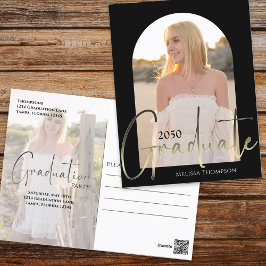 Black Arch Two Photo Vellum med Guld Student Vykort