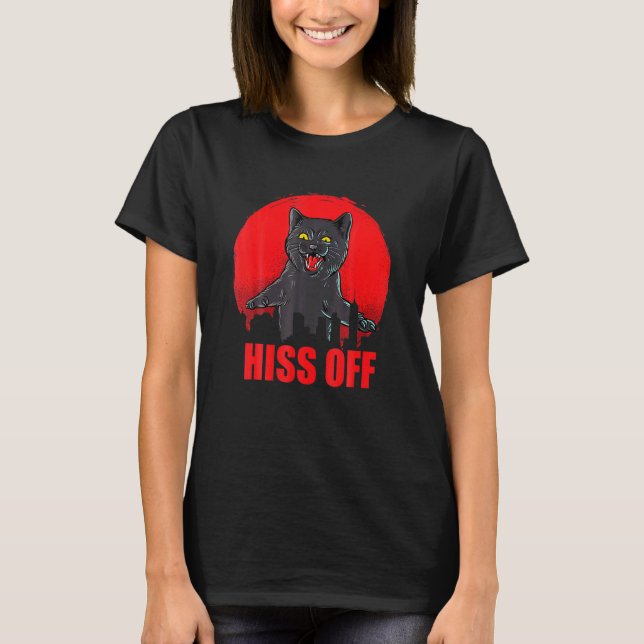Black Arg Cat Hiss Off Meow Cat T Shirt (Framsida)