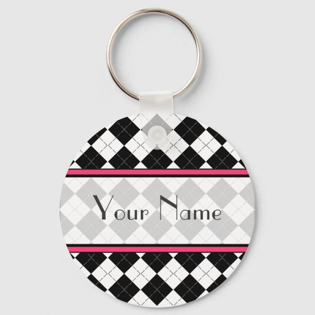 Black Argyle Keychain Nyckelring (Framsida)