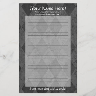 Black Argyle Personal Stationery Brevpapper
