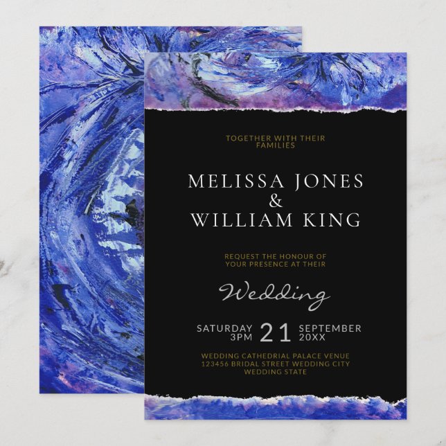 Black Art Bröllop Inbjudningar (Fram/baksida)