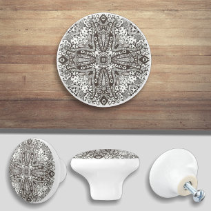 Bläck Art Ceramic Door Drag Knob Knopp
