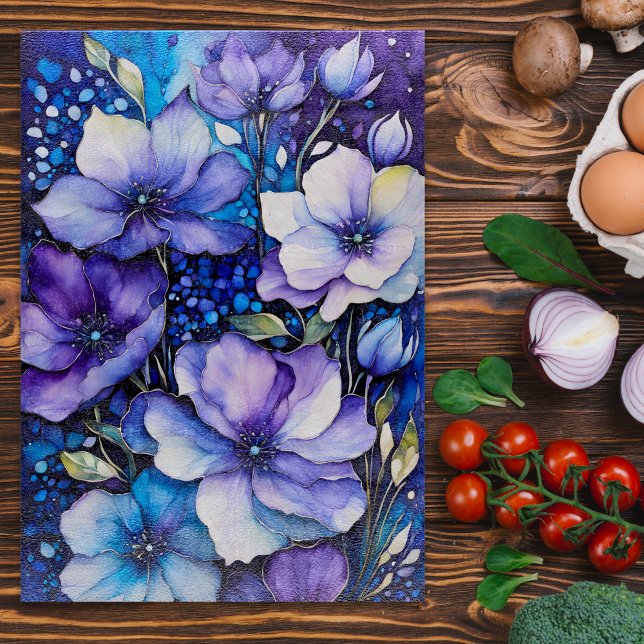 Bläck Art Chopping Board i färgad Blommigt (Skapare uppladdad)