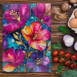 Bläck Art Chopping Board i färgad Blommigt