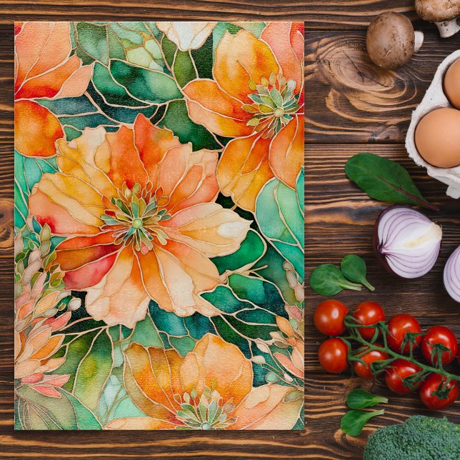 Bläck Art Chopping Board i färgad Blommigt (Skapare uppladdad)
