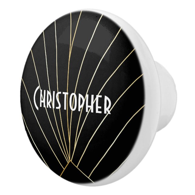 Black Art Deco Design Knopp (Höger)