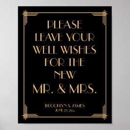 Black Art Deco Gatsby Guestbook Sign 8x10 Poster