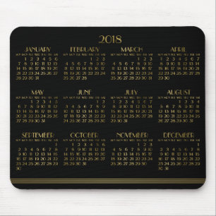 Black Art Deco Guld Yarly Calendar 2018 Mousepad Musmatta