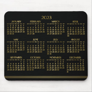 Black Art Deco Guld Yarly Calendar 2023 Mousepad Musmatta
