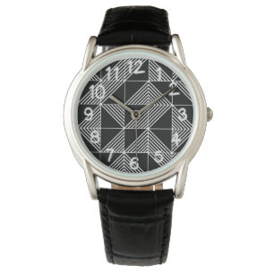 Black Art Deco Linjer Armbandsur