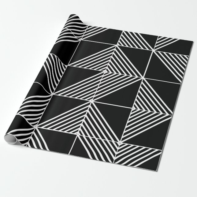 Black Art Deco Linjer Presentpapper (Utrullad)
