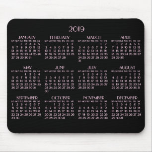 Black Art Deco Rosa Yarly Calendar 2019 Mousepad Musmatta