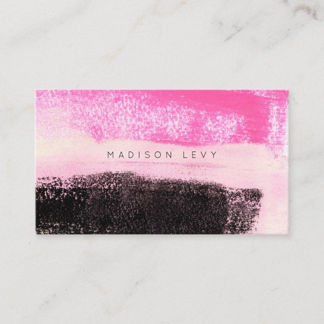 Bläck Art Modern Vibrant Shock rosa Black Tidsbeställning Kort (Framsida)