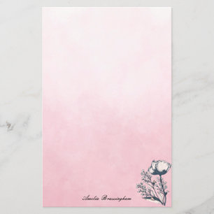 Bläck Art Poppies på Rosa Ombre