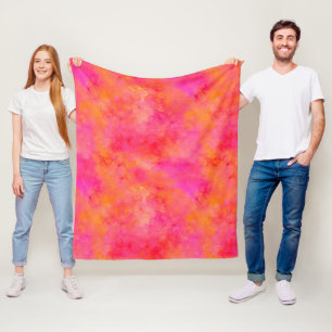 Bläck Art Rosa Orange för Abstrakt med vattenfärg Fleecefilt