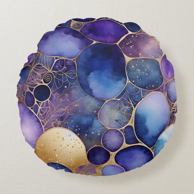 Bläck Art-rundan Dekorativ kudde i, färgad Abstrak (Framsidan)