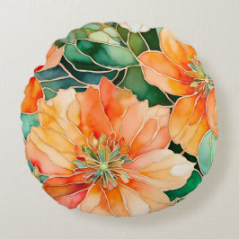 Bläck Art-rundan Dekorativ kudde i, färgad Blommig