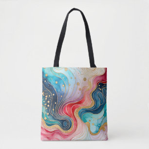 Bläck Art Tote Bag för färgad Abstrakt Tygkasse