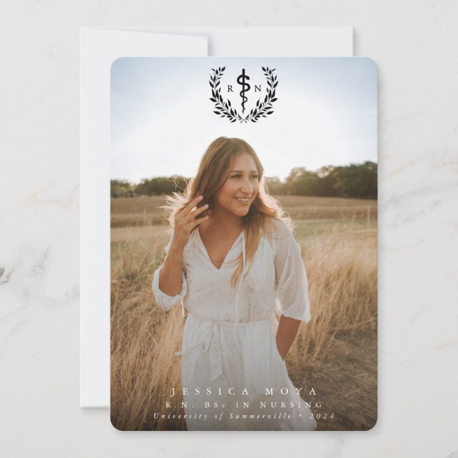 Black Asclepius RN Registered Nurse Studenten Meddelande (Framsida)