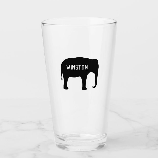 Black Asian Elephant Silhouette Personlig Glaskopp (Framsida)