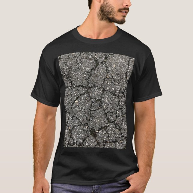 Black Asphalt Street Pave Cement T Shirt (Framsida)