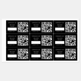 Black Asset QR | Custom Company Property Tracking Klistermärke